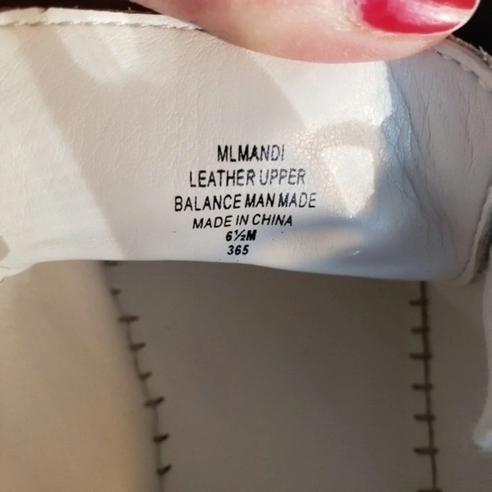 MARC FISHER White Leather Espadrille Sneakers Leather Womens Size 6.5